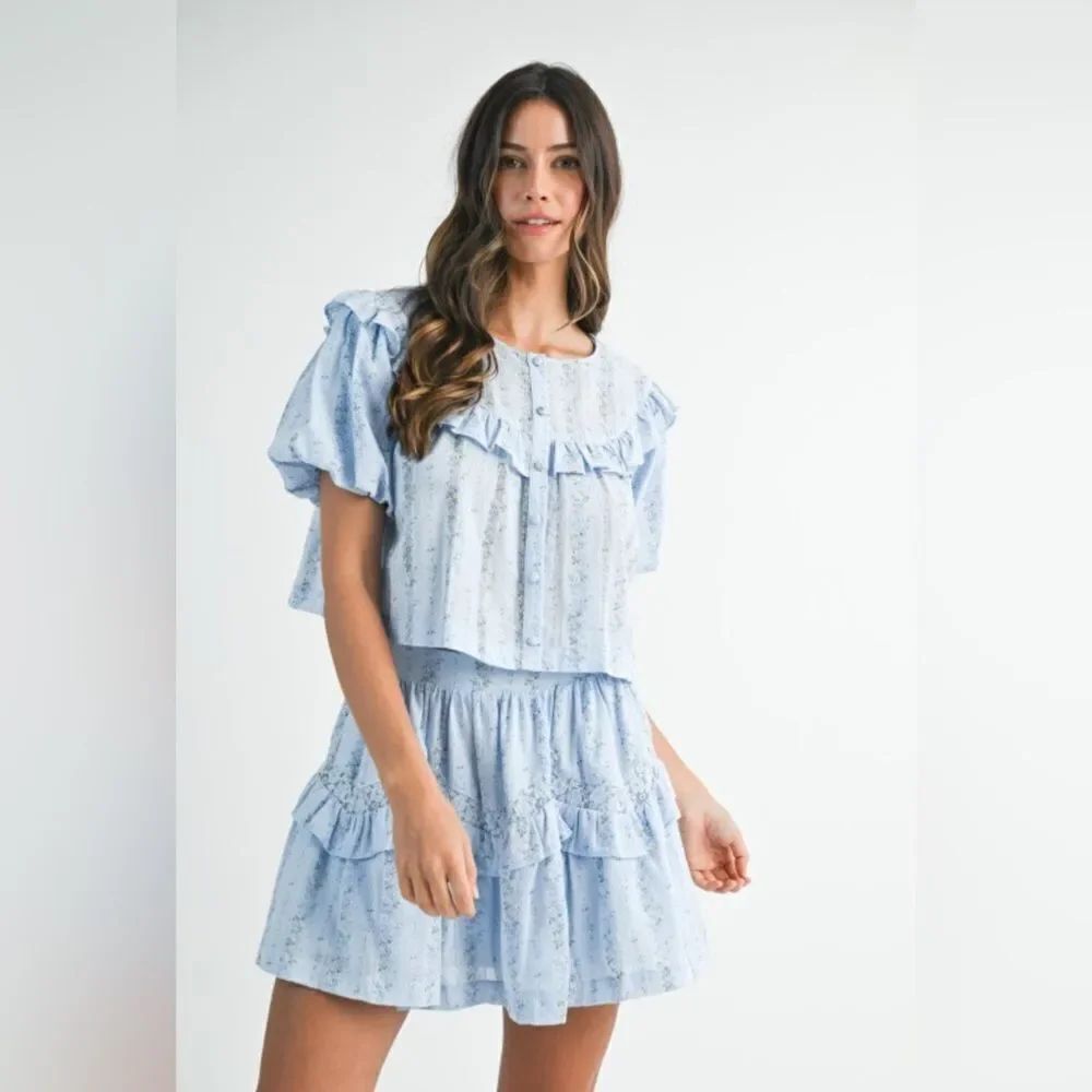 Light Blue Ruffled Two-Piece Set - Picture 3 of 16